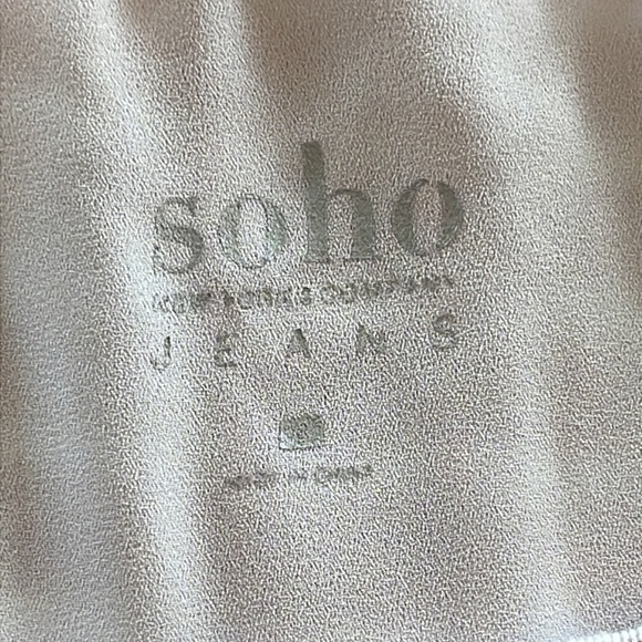 Soho New York & Company Jeans 3/4 Sleeve Blouse Split Back Pink White Stripe S - Picture 9 of 11